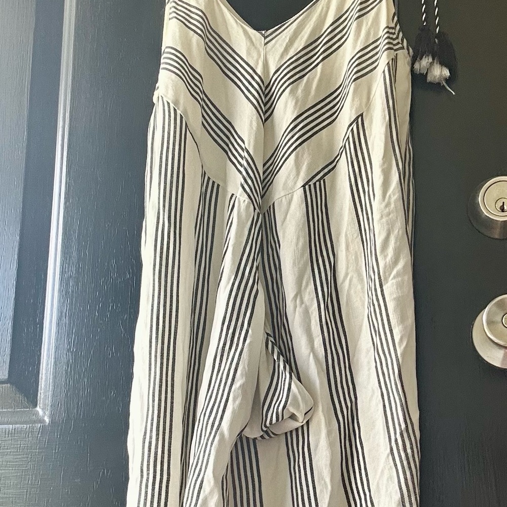 Peach Love California Black and White Striped Romper